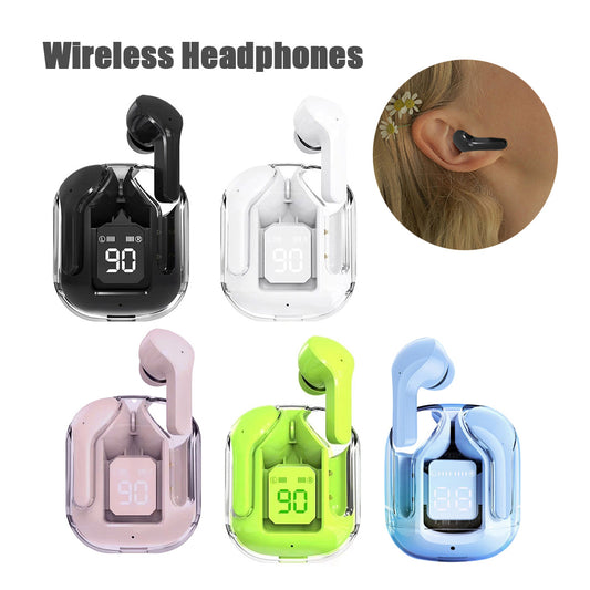 New Mini Transparent Wireless Bluetooth Headset Digital Display ENC Noise Reduction True Wireless Sports Earbuds