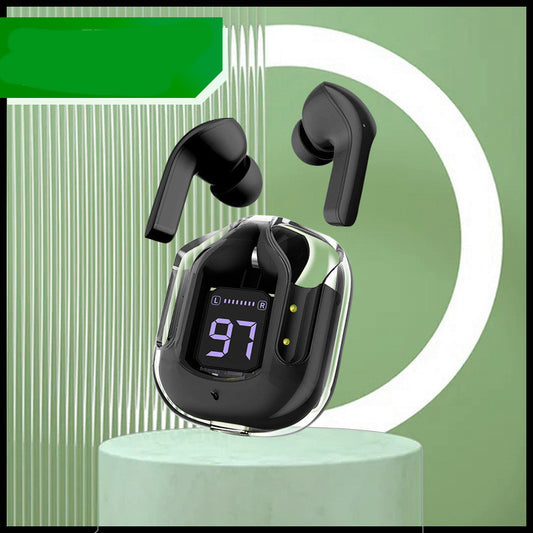 New Mini Transparent Wireless Bluetooth Headset Digital Display ENC Noise Reduction True Wireless Sports Earbuds