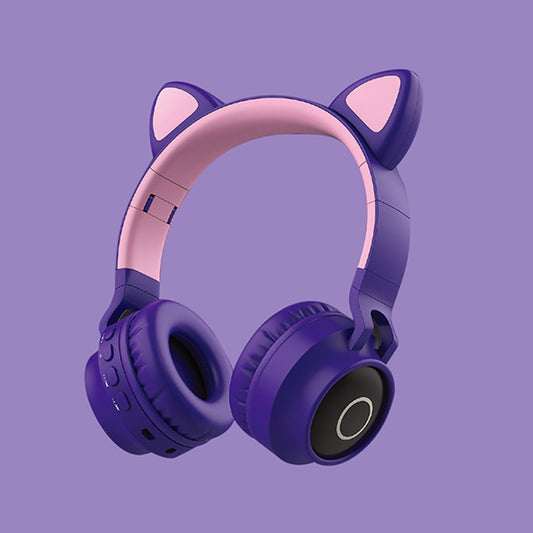 LED Cat Ear Headphones Wireless Bluetooth 5.0 Headset Portable Foldable Headphones With Mic